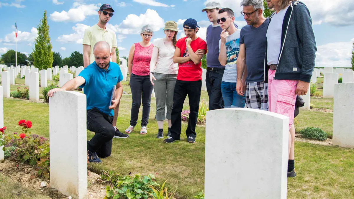 Lochnagar mine crater on the Somme battlefields on a day tour from Paris to the Somme, France
