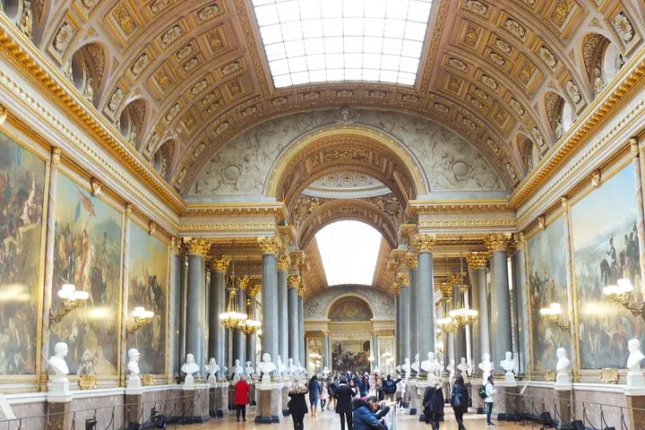Hall of Mirrors and palace gardens at Versailles on a small-group guided tour from Paris to Versailles, France