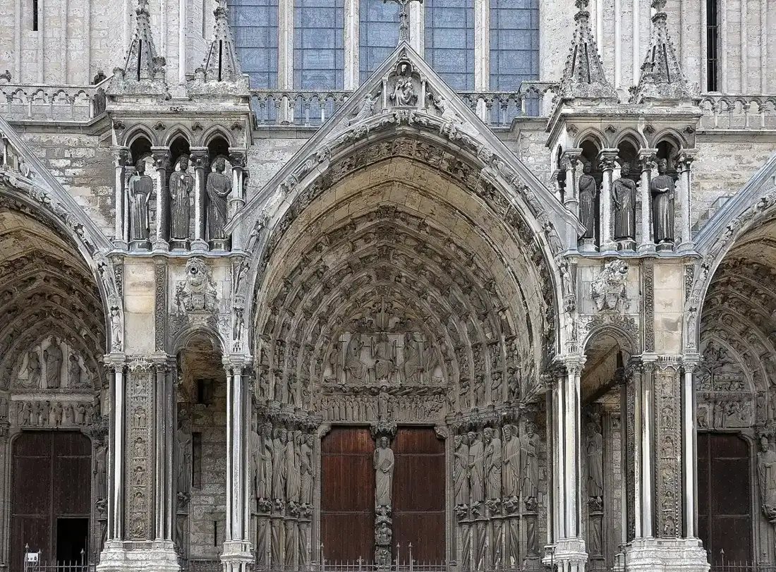 South portal of Chartres Cathedral on a day trip from Paris